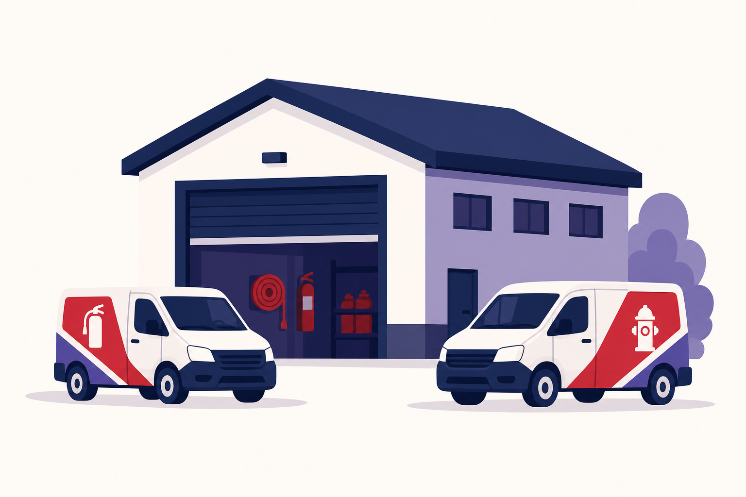 Illustrazione stilizzata di un'azienda antincendio